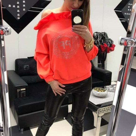 BNWT neon orange blouse OS fits M/L - Picture 4 of 4